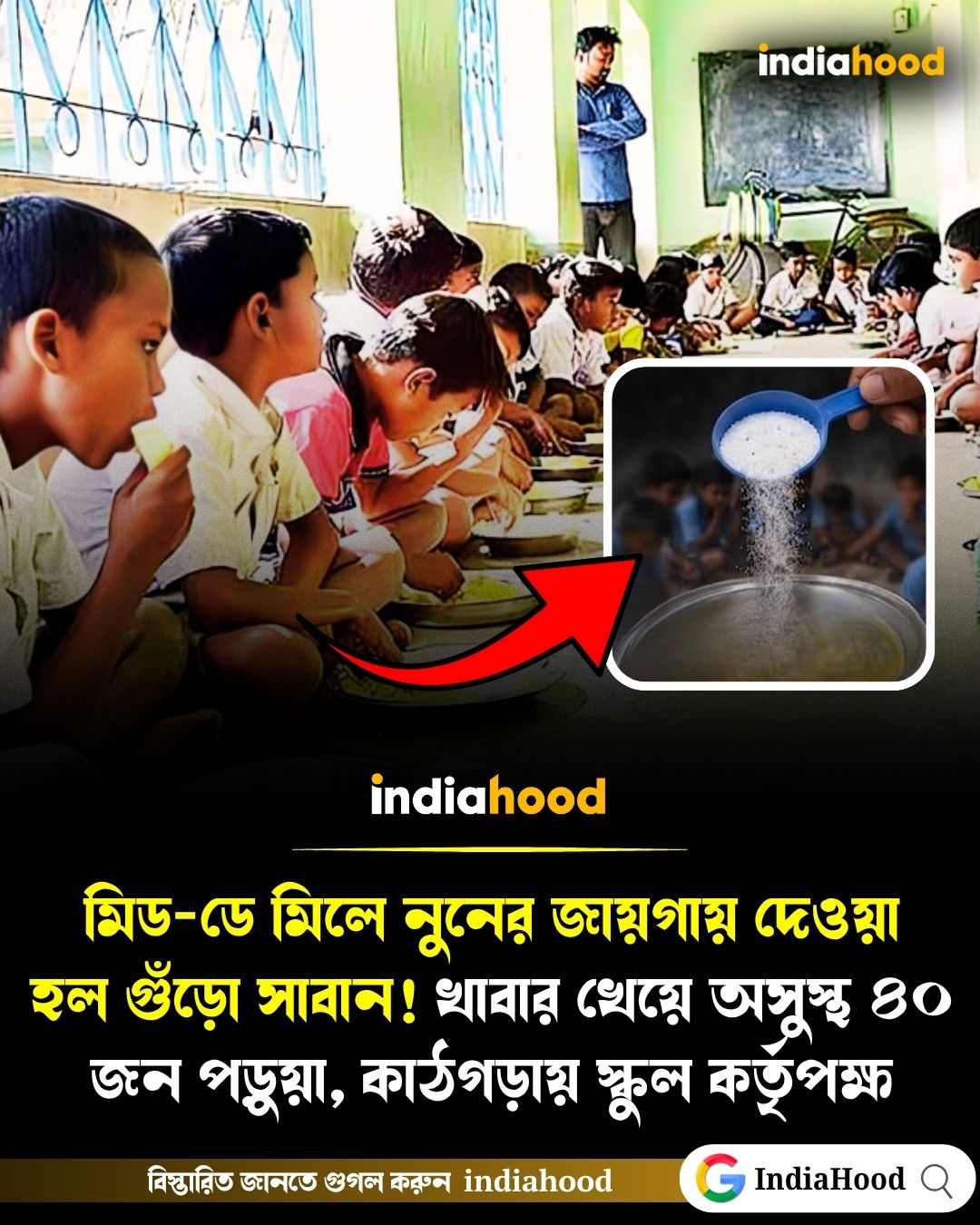 মিড-ডে মিলে নুনের জায়গায় মেশানো হলো গুঁড়ো সাবান!